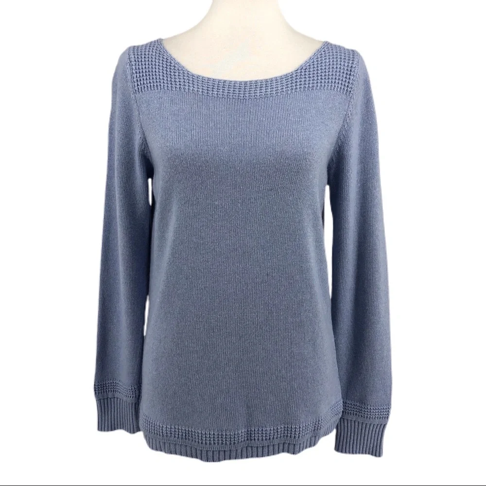 Benedetta B. Light Blue Knit Crew Neck Sweater, Size L - Picture 1 of 8